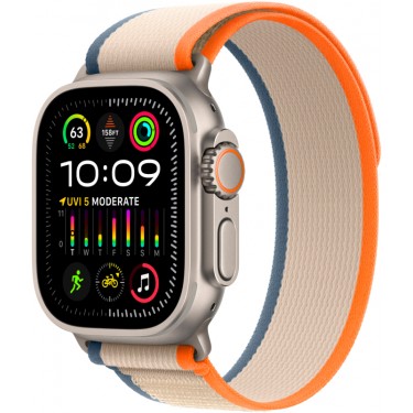 Apple Watch Ultra 2 GPS + Cellular, 49 мм, корпус из титана, ремешок Trail оранжевого/бежевого цвета, размер S/M фото