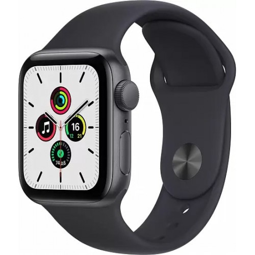 Apple Watch SE, 40 мм, корпус из алюминия цвета серый космос, спортивный ремешок цвета темная ночь