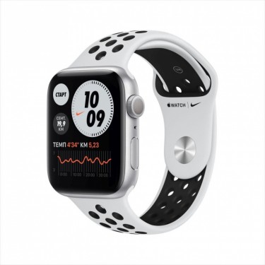 Смарт-часы Apple Watch Nike Series 6, 44 мм, корпус из алюминия серебристого цвета, спортивный ремешок Nike фото