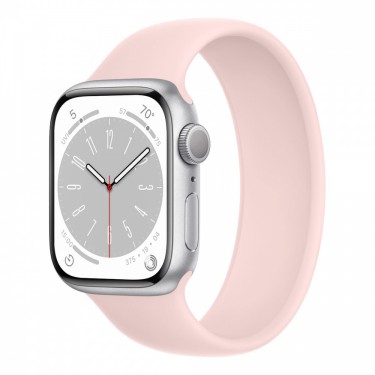 Apple Watch Series 8, 45 мм корпус из алюминия серебристого цвета, ремешок цвета «Chalk Pink» фото