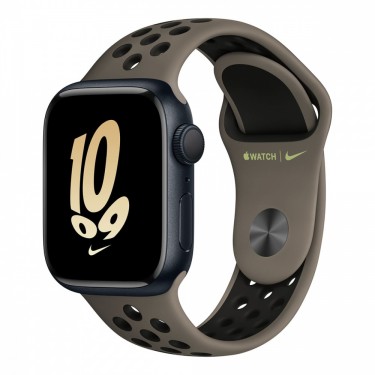 Apple Watch Nike Series 8, 45 мм корпус из алюминия цвета «тёмная ночь», спортивный ремешок Nike цвета «Olive Grey/Black» фото