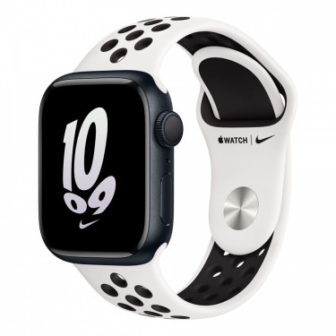 Apple Watch Nike Series 8, 45 мм корпус из алюминия цвета «тёмная ночь», спортивный ремешок Nike цвета «Summit White/Black» фото