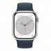 Apple Watch Series 8, 45 мм корпус из алюминия серебристого цвета, ремешок цвета «Storm Blue» фото 0