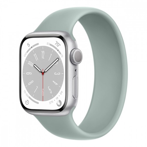 Apple Watch Series 8, 41 мм корпус из алюминия серебристого цвета, ремешок цвета «Succulent»