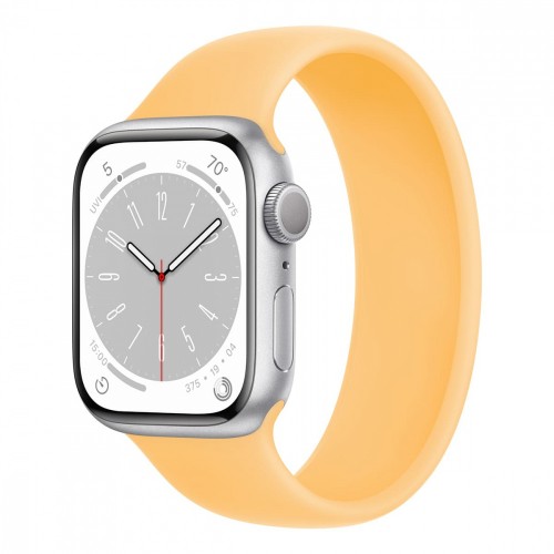 Apple Watch Series 8, 41 мм корпус из алюминия серебристого цвета, ремешок цвета «Sunglow»