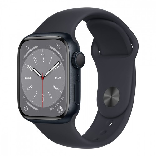 Apple Watch Series 8, 41 мм корпус из алюминия цвета «тёмная ночь», спортивный ремешок «тёмная ночь»