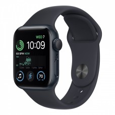 Apple Watch SE (2022), 40 мм корпус из алюминия цвета «тёмная ночь», спортивный ремешок «тёмная ночь»