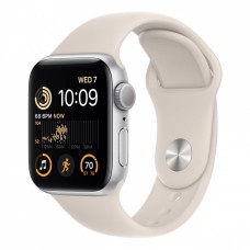 Apple Watch SE (2022), 40 мм корпус из алюминия серебристого цвета, спортивный ремешок «сияющая звезда» фото