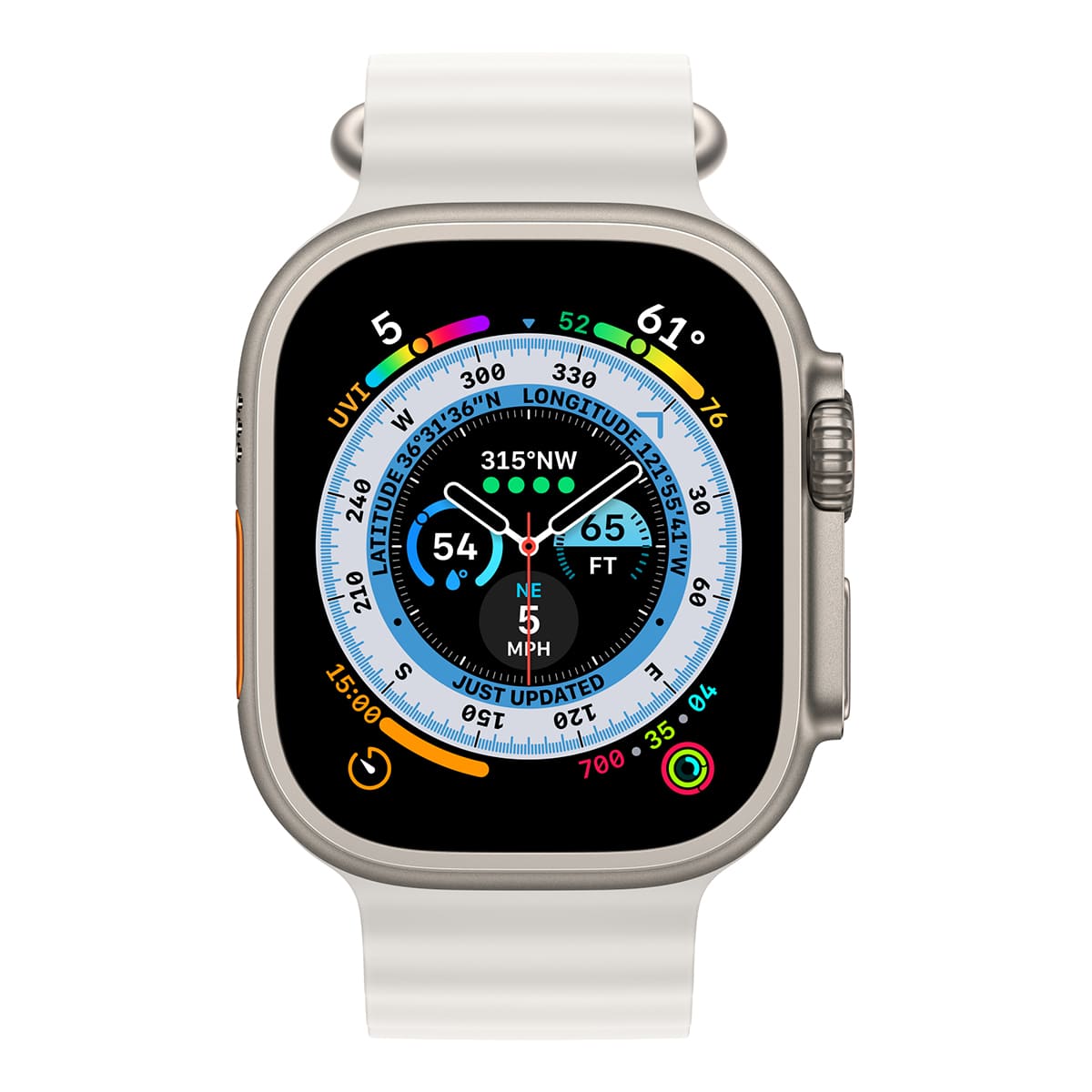 Apple Watch Ultra, 49 мм корпус из титана + ремешок Ocean цвета «White»