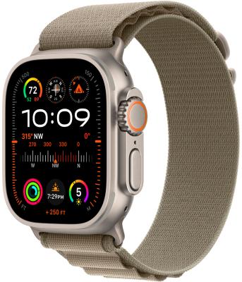 Apple Watch Ultra 2 GPS + Cellular, 49 мм, корпус из титана, ремешок Alpine оливкового цвета, размер M