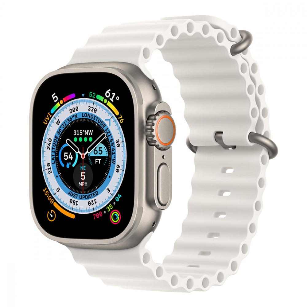 Apple Watch Ultra, 49 мм корпус из титана + ремешок Ocean цвета «White»