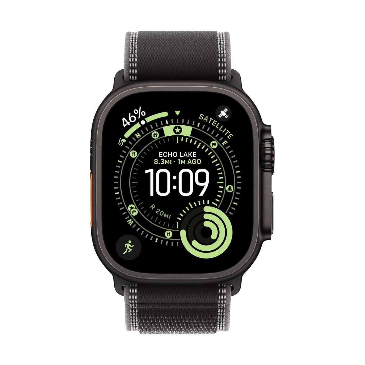 Apple Watch Ultra 3 (2025), 49 мм корпус из титана цвета «Black», ремешок Trail Loop размера S/M цвета «Black/Charcoal»