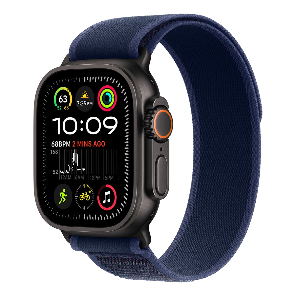 Apple Watch Ultra 2, 49 мм корпус из черного титана + ремешок Trail цвета «Blue»