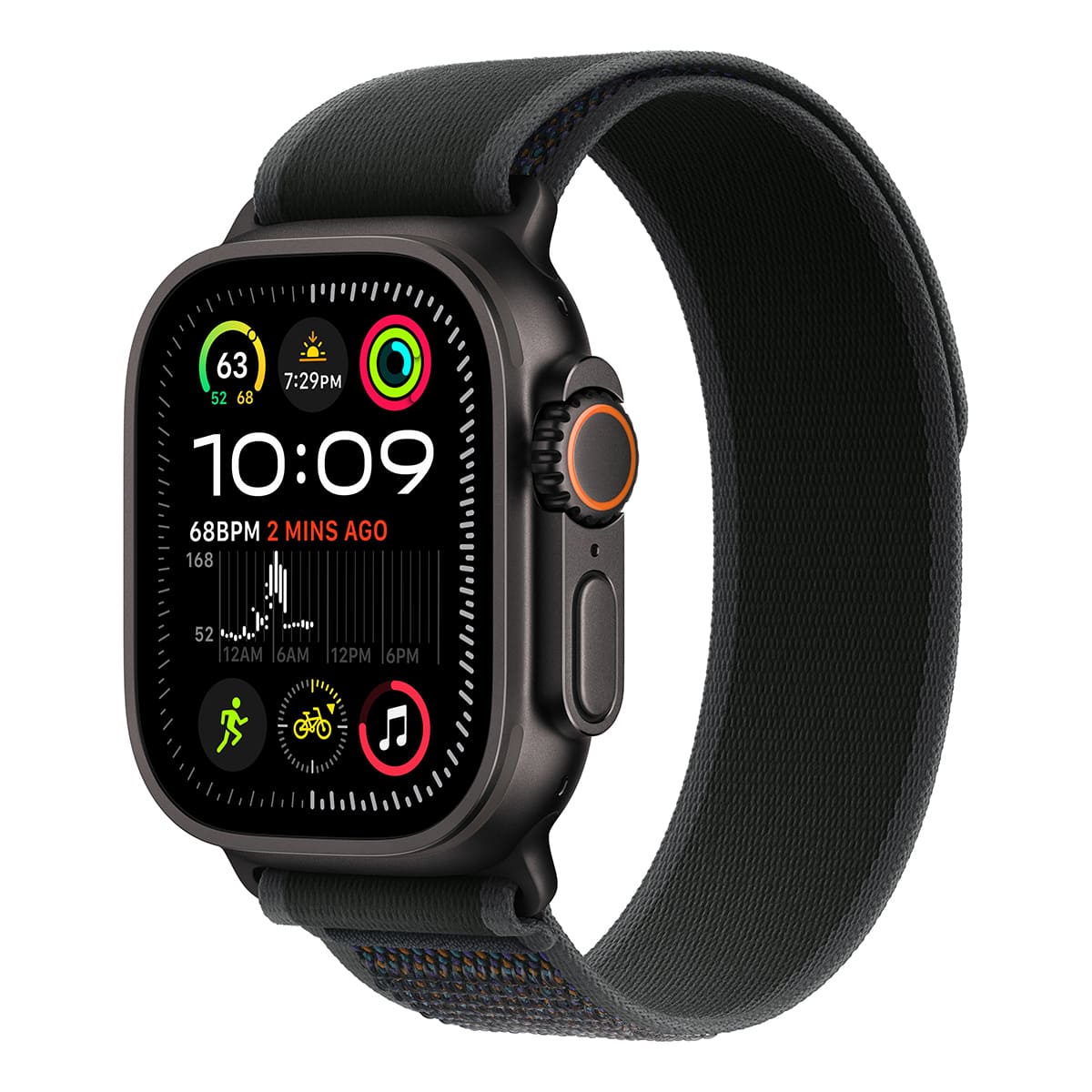 Apple Watch Ultra 2, 49 мм корпус из черного титана + ремешок Trail цвета «Black»