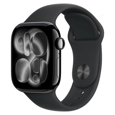 Apple Watch Series 11, 46 мм корпус из алюминия цвета «Jet Black», ремешок Sport Band цвета «Black»