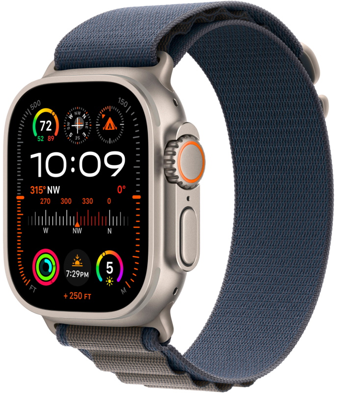 Apple Watch Ultra 2 GPS + Cellular, 49 мм, корпус из титана, ремешок Alpine синего цвета, размер M