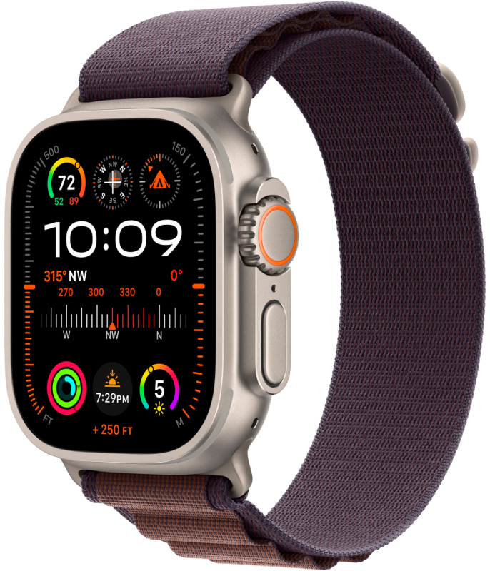 Apple Watch Ultra 2 GPS + Cellular, 49 мм, корпус из титана, ремешок Alpine цвета индиго, размер S