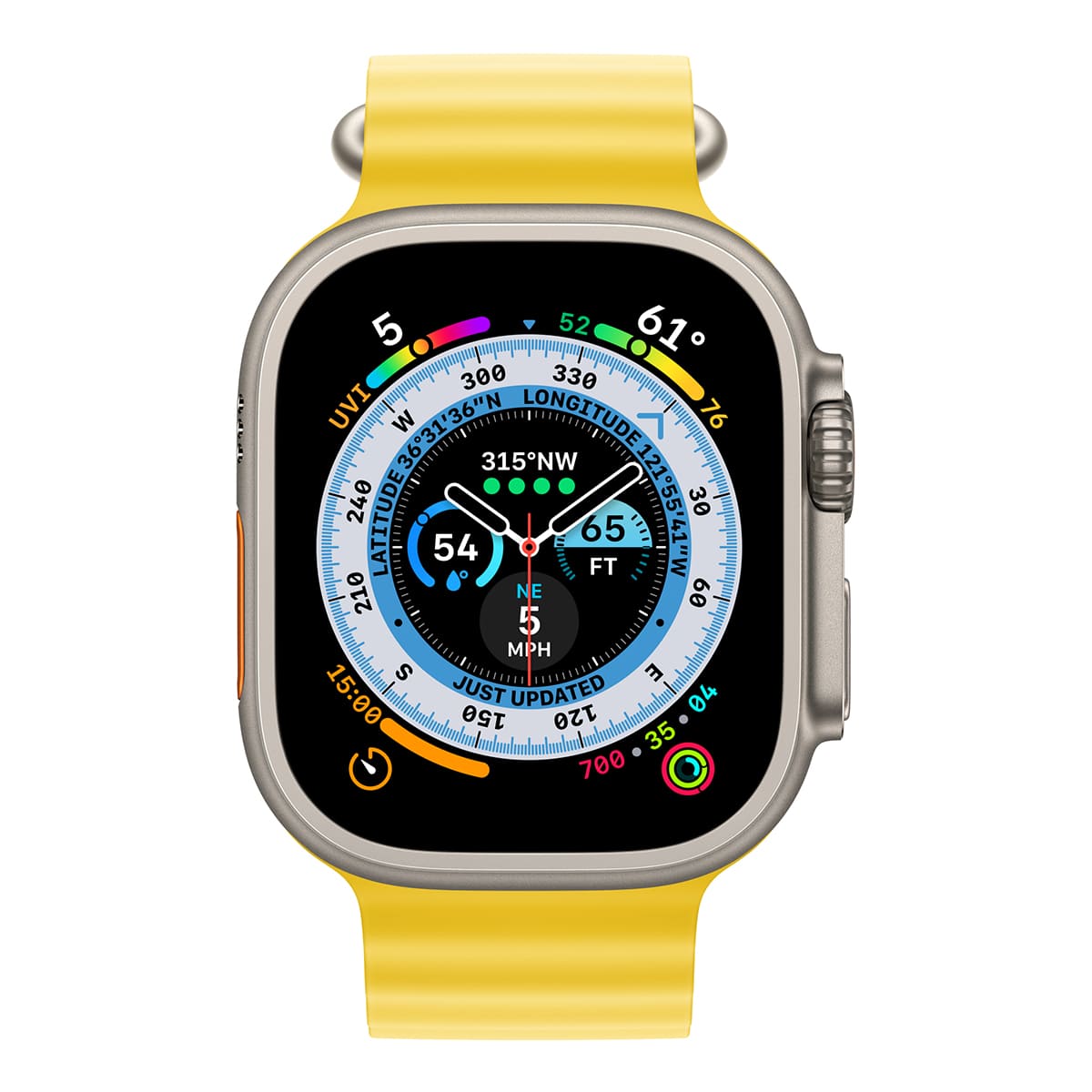 Apple Watch Ultra, 49 мм корпус из титана + ремешок Ocean цвета «Yellow»