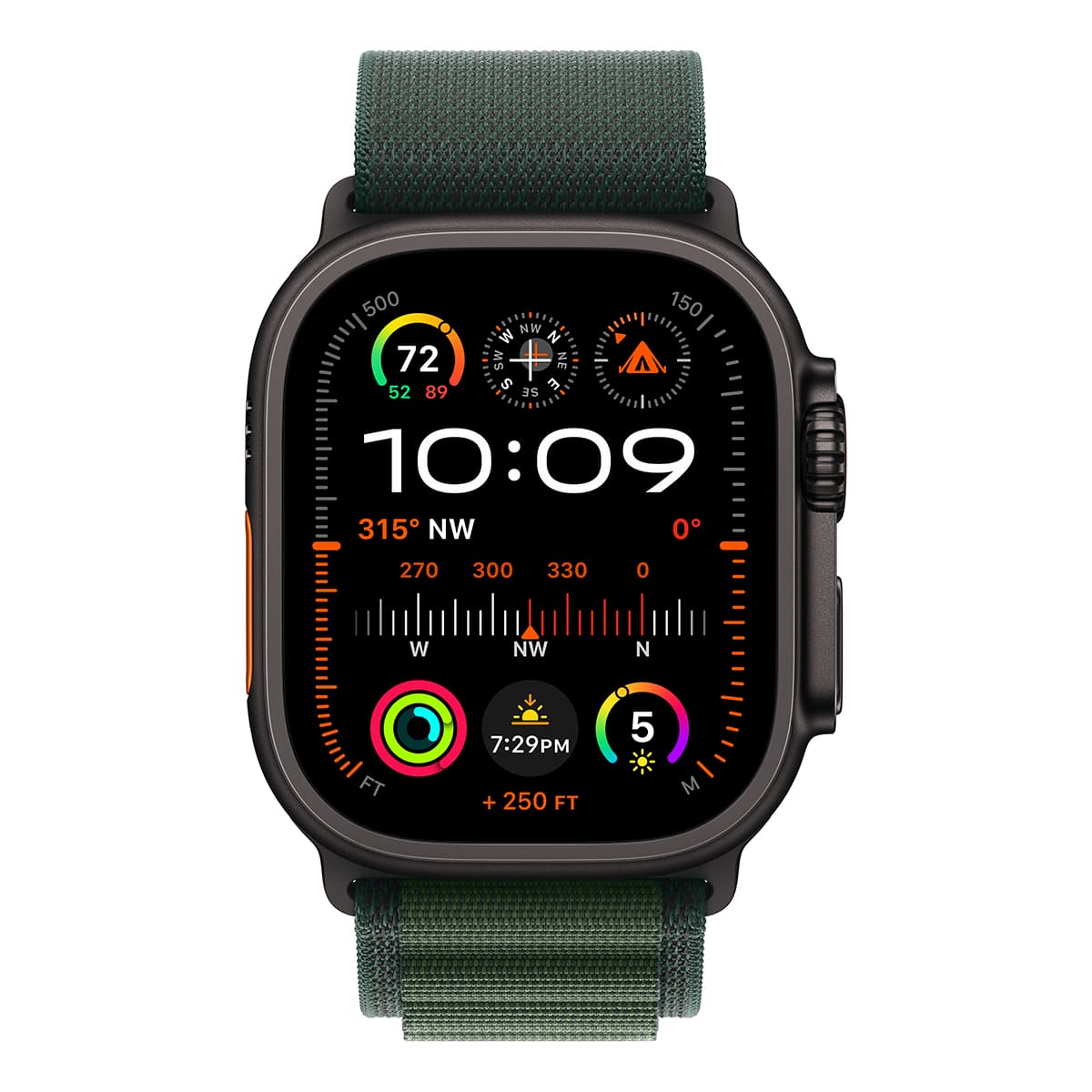 Apple Watch Ultra 2, 49 мм корпус из черного титана + ремешок Alpine цвета «Dark Green»